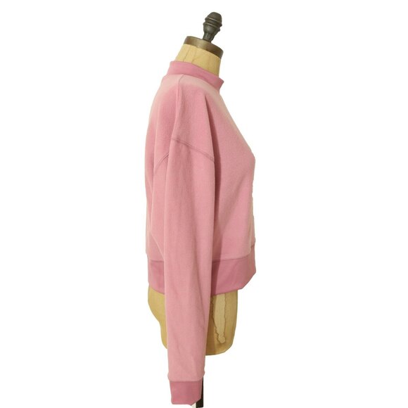 Abound Cropped Fleece Top Size S Long Sleeve Mock Neck Pink Bloom NWT B27 - Picture 3 of 5